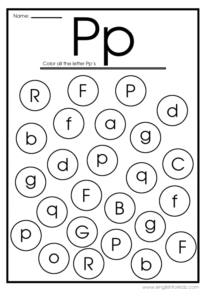 Engaging Pre-K geometry activity with a fun P Is For... coloring sheet for early learners Preschooler coloring a P Is For... worksheet focused on letter P sounds and shapes