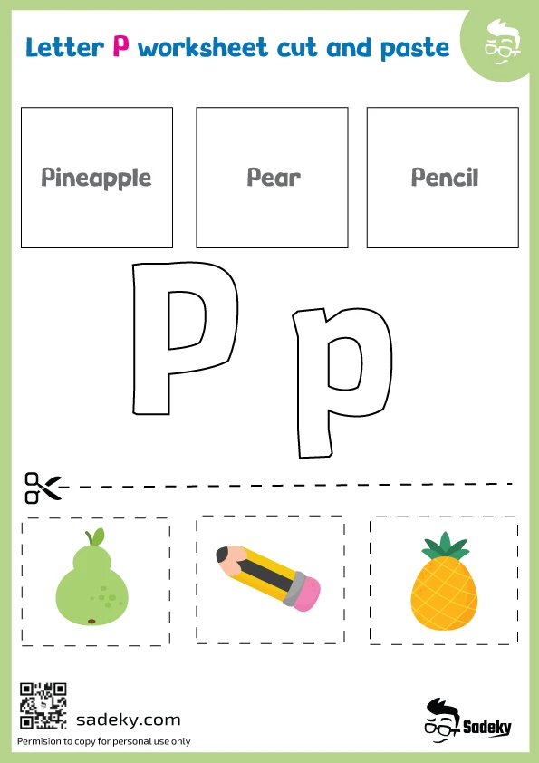 Letter P learning activities for preschoolers including tracing practice and word recognition Preschool child tracing and coloring letter P with pictures of objects starting with P