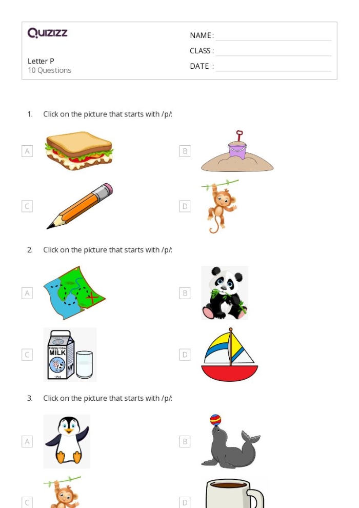 Letter P learning activities for preschoolers featuring tracing practice and animal illustrations Preschool student tracing and coloring letter P with pictures of pig and penguin on worksheet