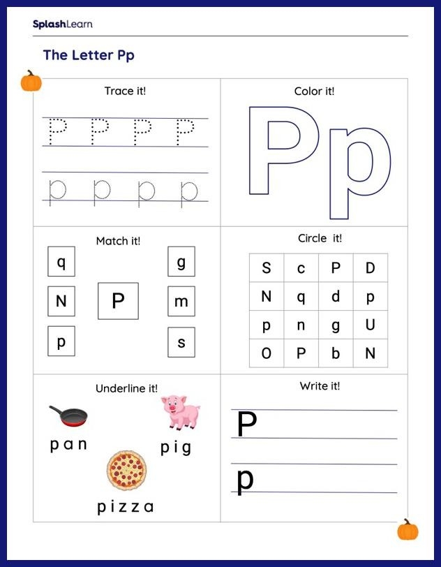 Get Ready for Reading Letter P Activity Sheet 24 for Preschoolers Preschool letter P tracing and coloring worksheet with fun activities to learn the letter P