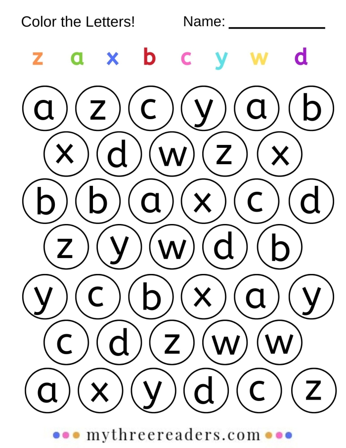 Fun Printable Color by Letters Worksheets for Kindergarten