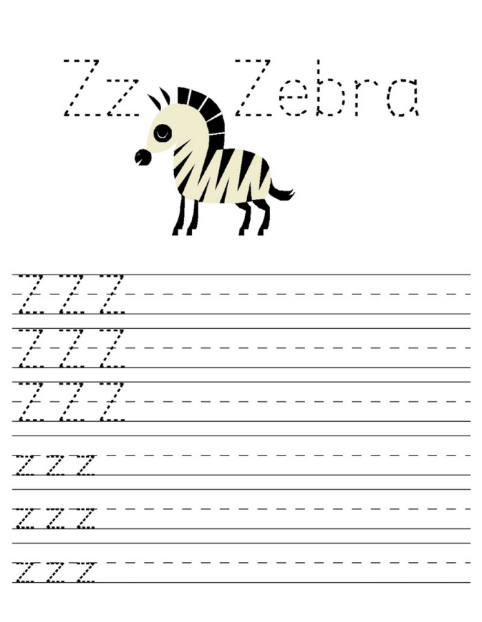 Preschool worksheet featuring the letter Z with coloring activities to support alphabet learning