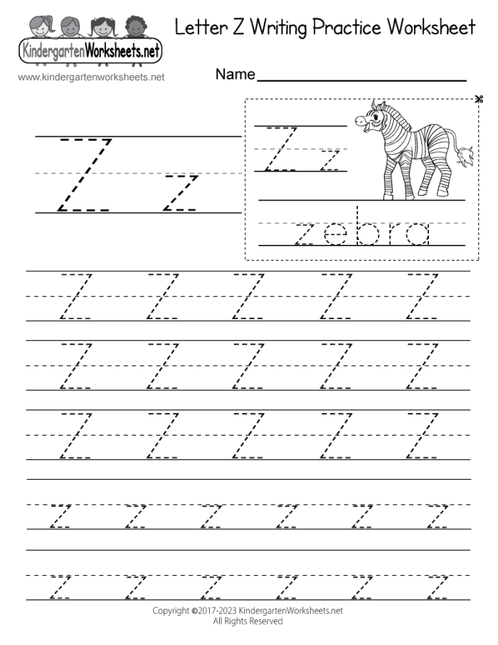 Preschool child coloring a Z Is For... worksheet focused on letter Z sounds
