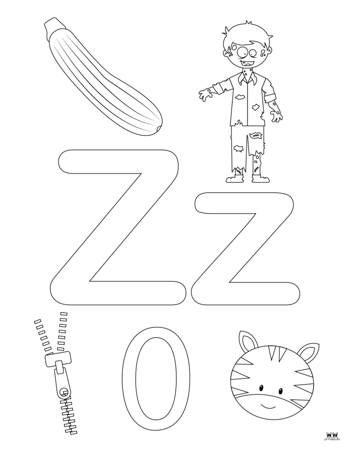 Preschooler coloring a Z Is For... worksheet focused on letter Z sounds and alphabet learning