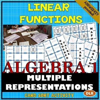 Eighth grade students engaging with cards to sort various forms of linear functions in a civics class