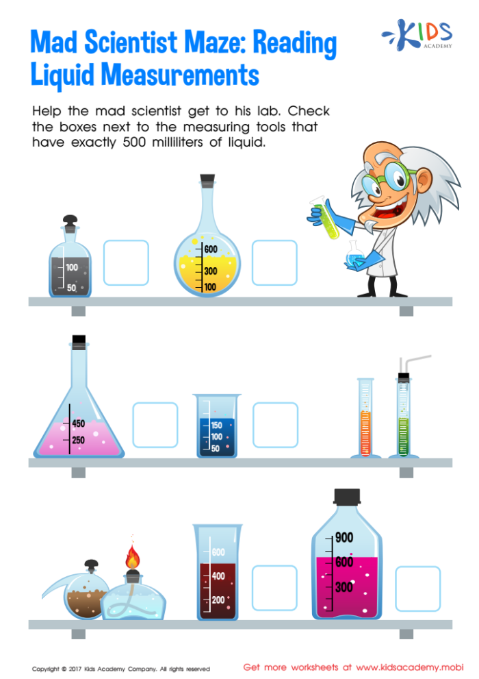 Liquid Measurement Word Problem worksheet featuring conversion challenges for fourth graders