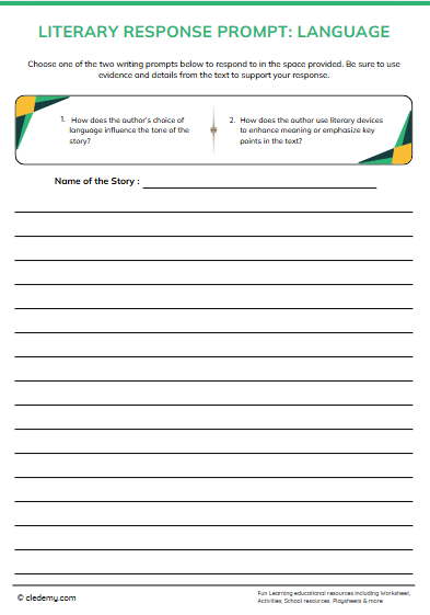 Literary response worksheet for sixth graders analyzing character perspectives