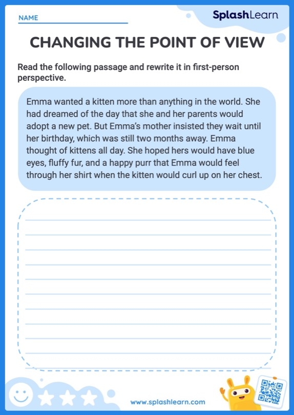 Literary response worksheet for sixth graders analyzing characters' points of view
