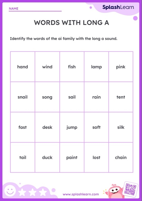 Engaging Long A sound activity sheet for young readers on the long a train ride First Grade Long A Rhymes worksheet featuring a fun train theme for reading practice