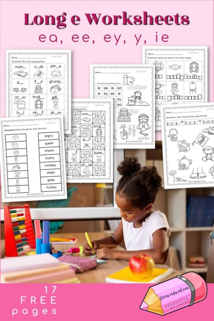 Long E Words Sorting Activity for Beginning Readers First grade worksheet showing words with long e sound for sorting and phonics practice