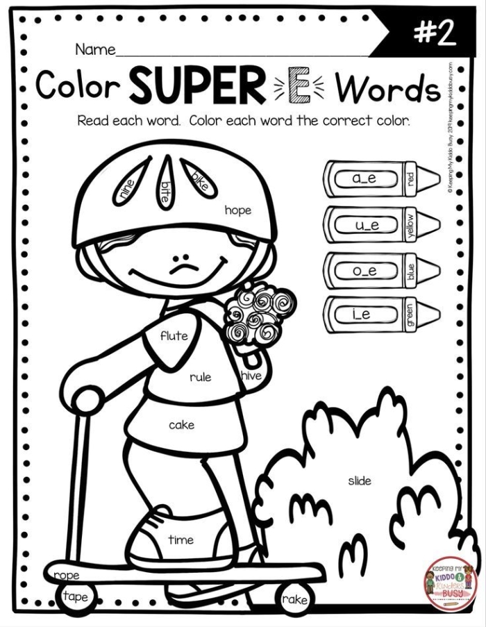First Grade Long E Word Search worksheet featuring fraction-themed words