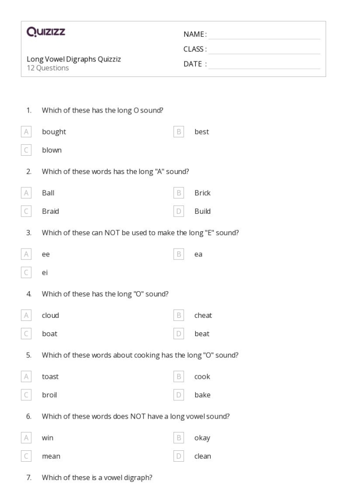 Roll a Word vowel digraphs activity for first graders focusing on long E sounds First Grade students practicing long E vowel digraphs with a Roll a Word worksheet