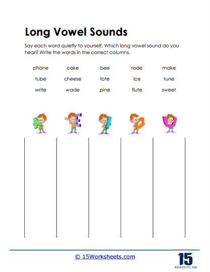 Roll a Word activity focusing on long E sounds for young learners, image 10 First Grade worksheet for practicing long E vowel digraphs with word building