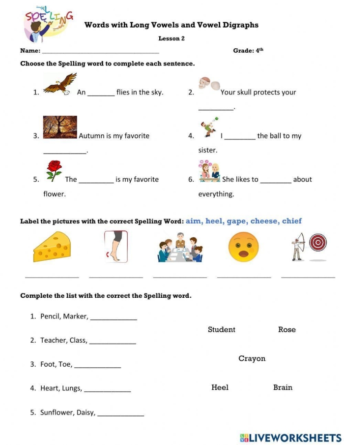 Roll a Word long E vowel digraphs exercise for numbers and counting learners, image 22 First Grade worksheet for practicing long E vowel digraphs with word-building activity
