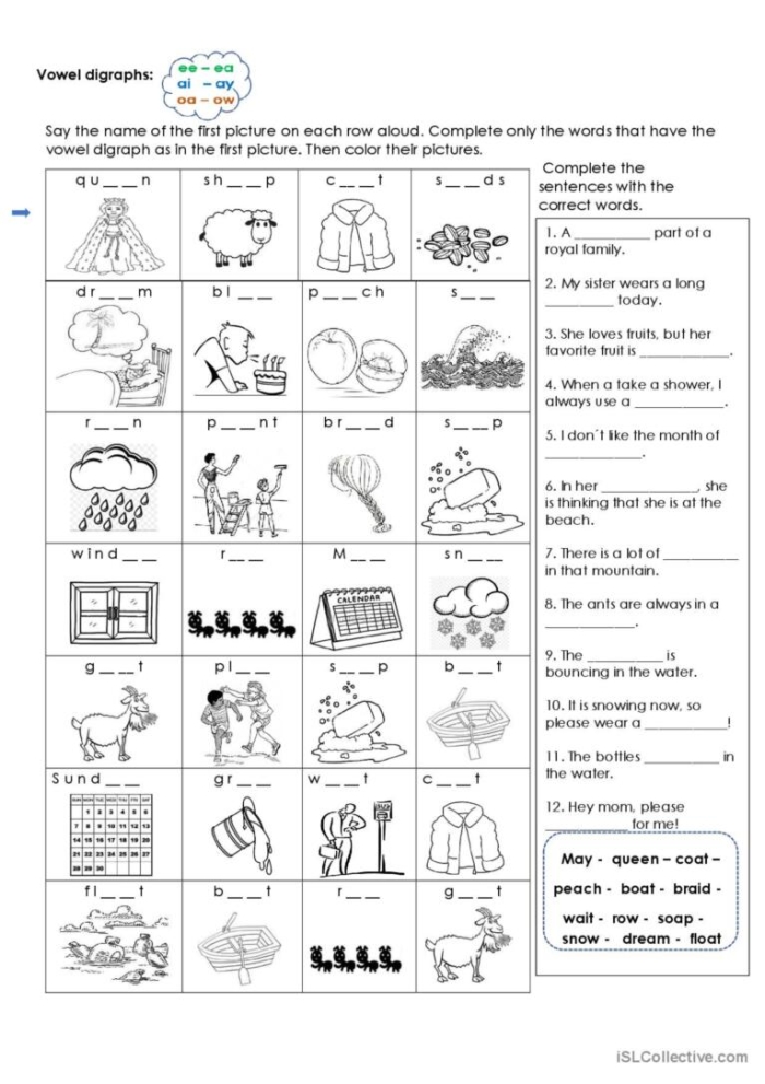 Engaging Roll a Word worksheet focusing on long E vowel digraphs for young learners First Grade worksheet for practicing long E vowel digraphs with word-building activities