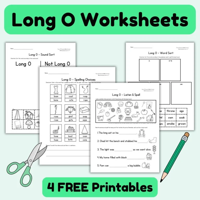 Second grade spelling worksheet focused on long O vowel sounds with picture clues and word families