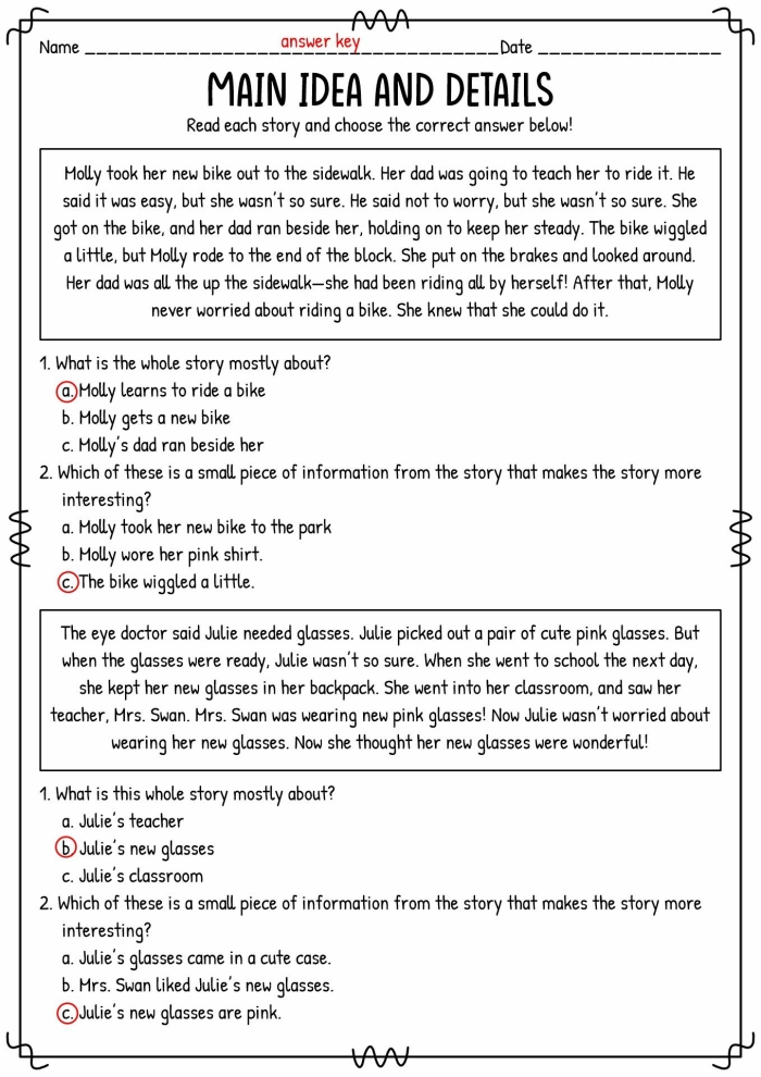 Creative Main Idea At the Movies worksheet for fourth graders to practice handwriting and comprehension skills Fourth grade handwriting worksheet focusing on identifying the main idea by creating movie titles
