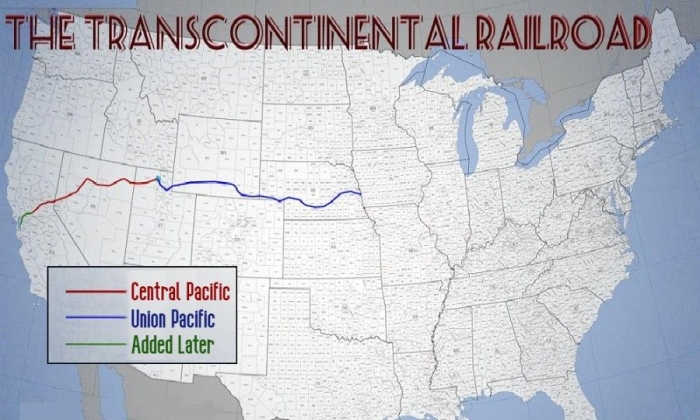 Fourth grade worksheet on the Transcontinental Railroad focusing on identifying the main idea