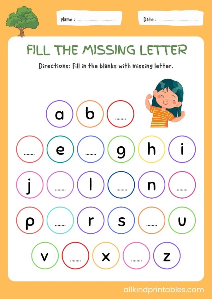 Fun "Make a Word" worksheet for Pre-K students focusing on literacy skills Worksheet for kids to practice spelling by filling in missing letters