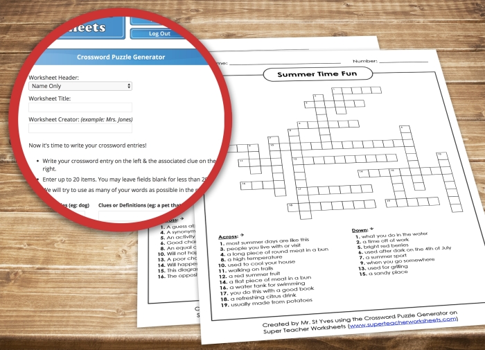 Crossword puzzle worksheet for fourth graders focusing on multiplication skills