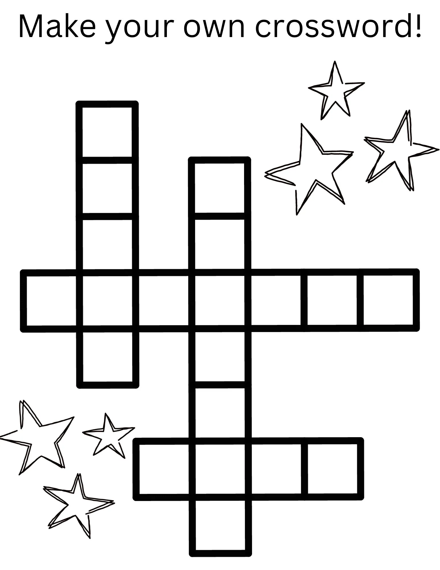 Crossword puzzle worksheet for kids to create their own multiplication challenges