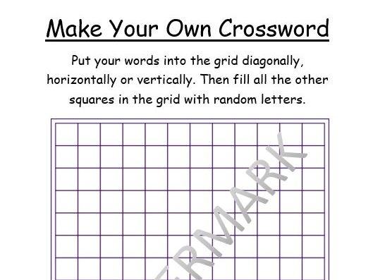 Crossword puzzle worksheet for kids to create their own multiplication challenges