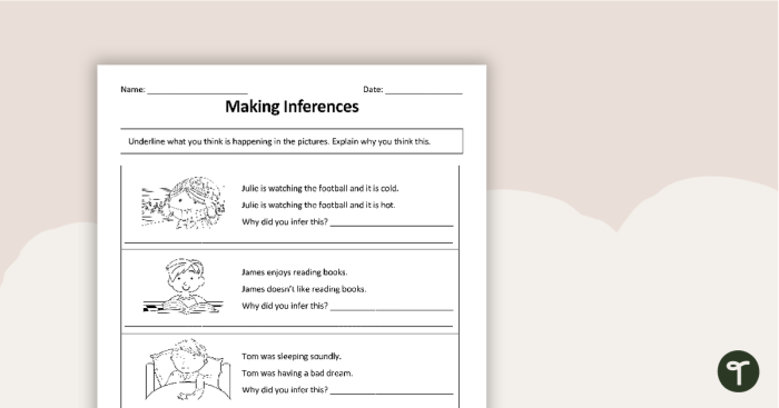Reading worksheet for Second Grade Children analyzing images to determine the best descriptive statement in a second grade reading worksheet. Making Inferences with Pictures Worksheet for Second Grade, Image 18.