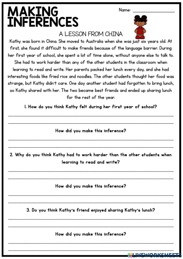 Reading worksheet for Second Grade Children analyze images to determine which statement best describes them in this second-grade worksheet. Making Inferences with Pictures worksheet for second graders, image 25.