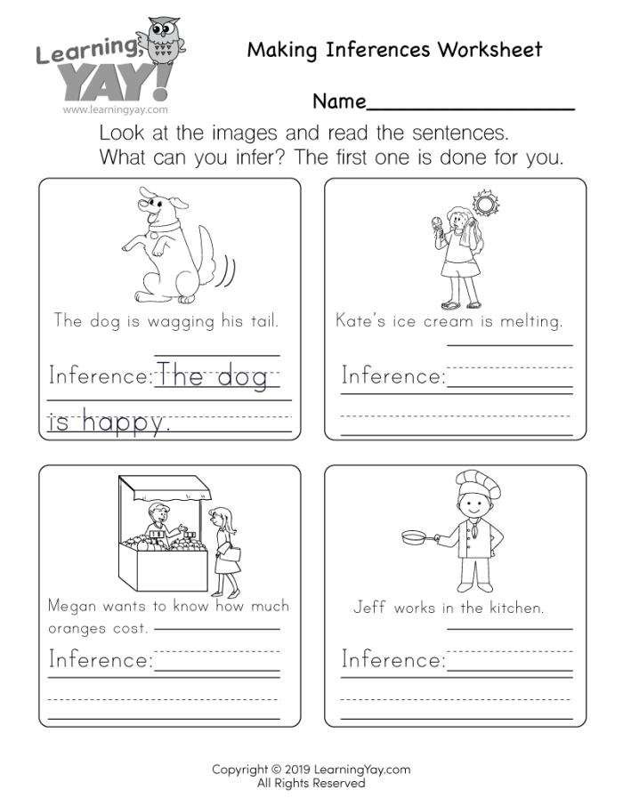 Worksheet for making inferences about characters using text clues and background knowledge. Making Inferences: Where Are They? worksheet for third graders in Number Theory.