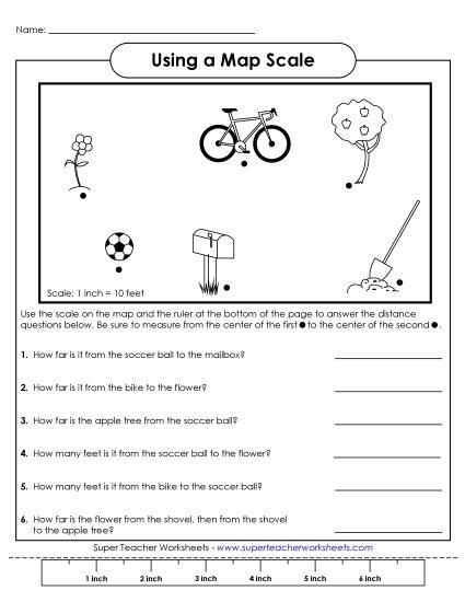 Explore map scale concepts with this engaging worksheet for second graders, image 13 Second Grade phonics worksheet featuring map scale exercises for young learners