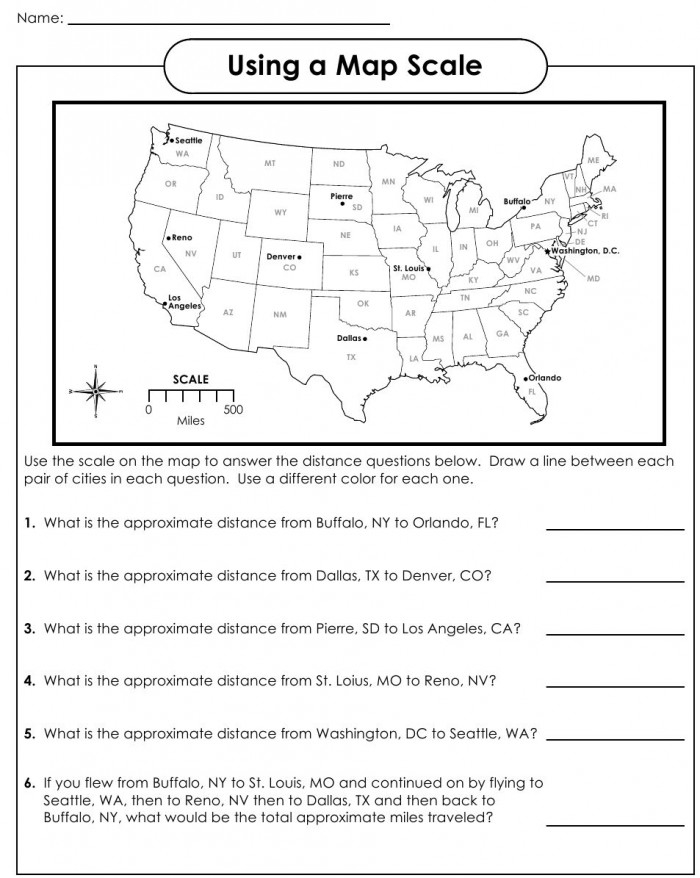 Phonics Map Scale Exercise for second graders to understand map measurements 24 Second Grade phonics worksheet focusing on map scale concepts for young learners