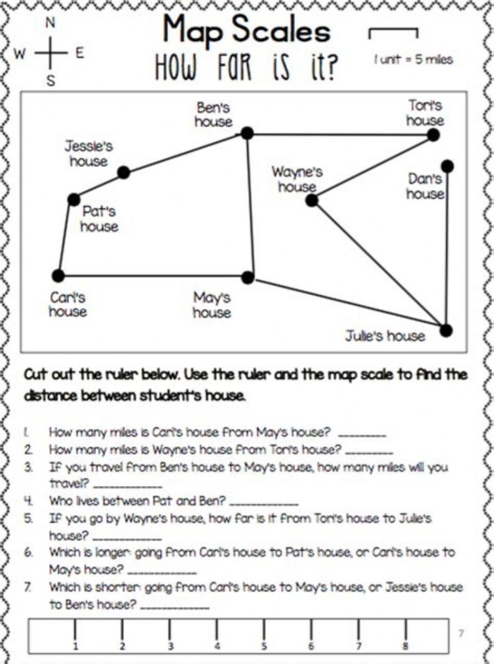 Interactive Map Scales exercise designed for fourth graders to improve skills Fourth Grade Map Scales worksheet for mastering geography concepts