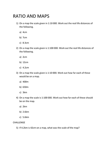 Interactive worksheet on map scales for mastering map reading in grade four Fourth grade Map Scales worksheet to practice geography skills