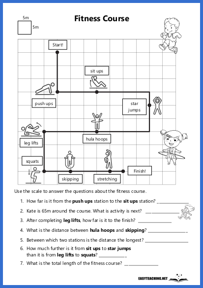 Map Scales worksheet for mastering map reading in fourth grade geography class Fourth grade students practicing map scales on a worksheet for geography skills