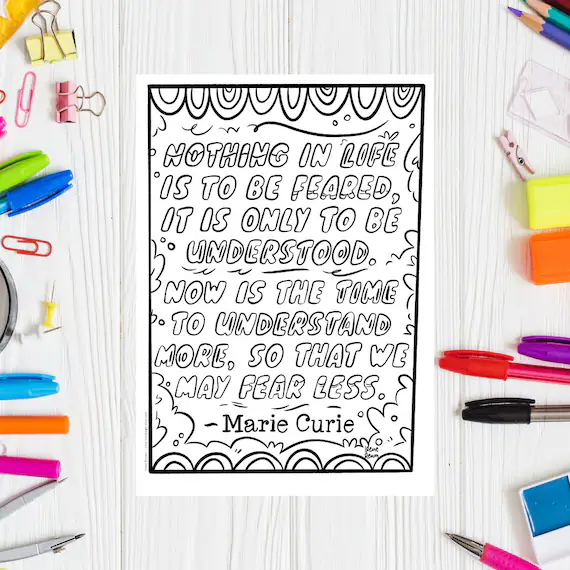Marie Curie in her laboratory for a first grade sight words coloring worksheet