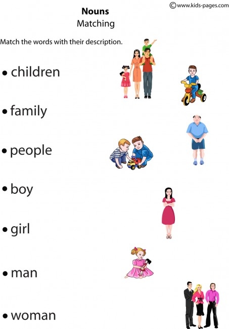 Match the Nouns worksheet for Fourth Grade