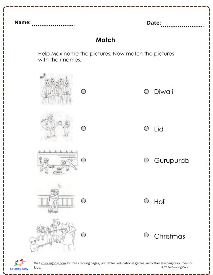 Match the Nouns worksheet for Fourth Grade
