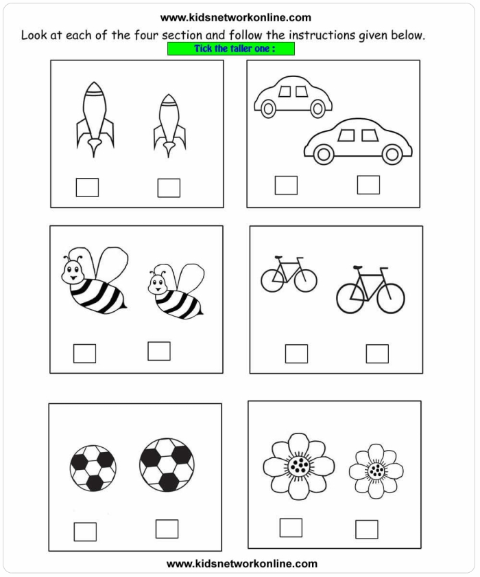 Preschool same size worksheet with bugs to measure and compare size Two colorful bugs side by side for a same size matching activity