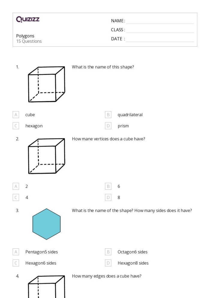 It's a Maze of Hexagons! worksheet for practicing math skills in geometry and number theory Worksheet featuring a maze of hexagons for fourth graders to identify prime numbers and polygons