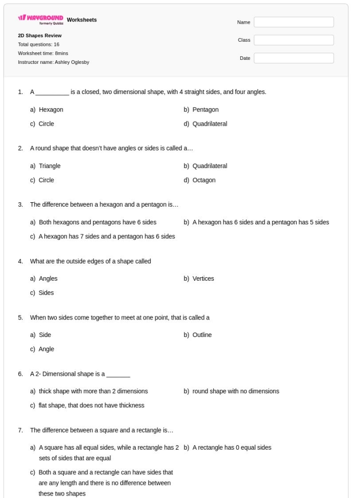 It's a Maze of Hexagons! Worksheet for Writing Practice Worksheet featuring a maze of hexagons for fourth graders to identify prime and polygon types