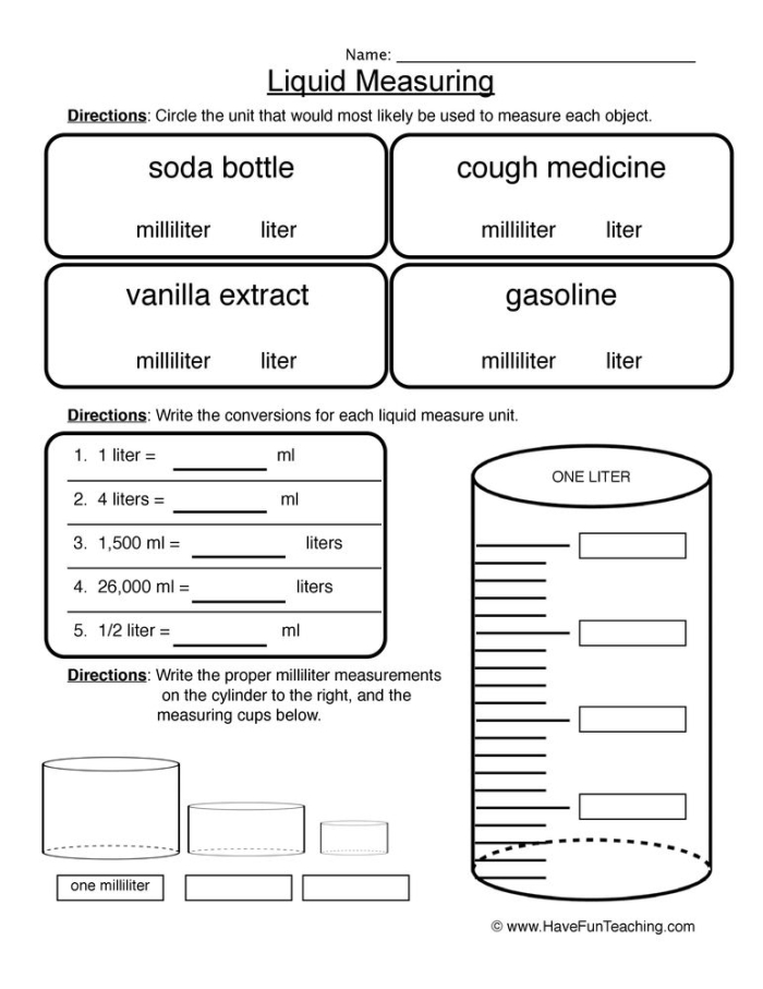 Place Value worksheet for Second Grade Measurement Mania: Liters worksheet for Second Grade