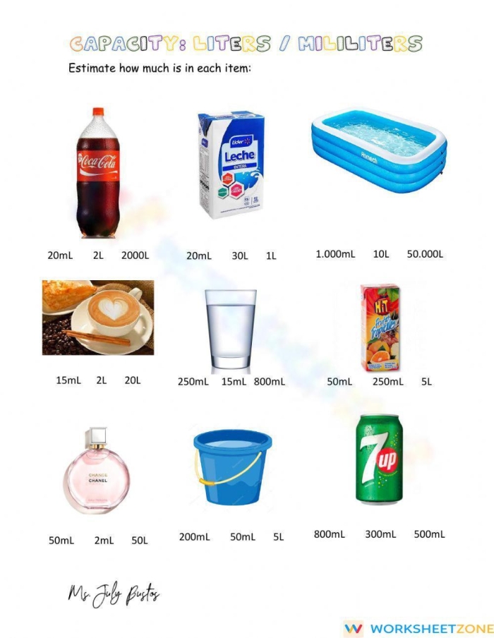 Place Value worksheet for Second Grade Measurement Mania: Liters worksheet for Second Grade