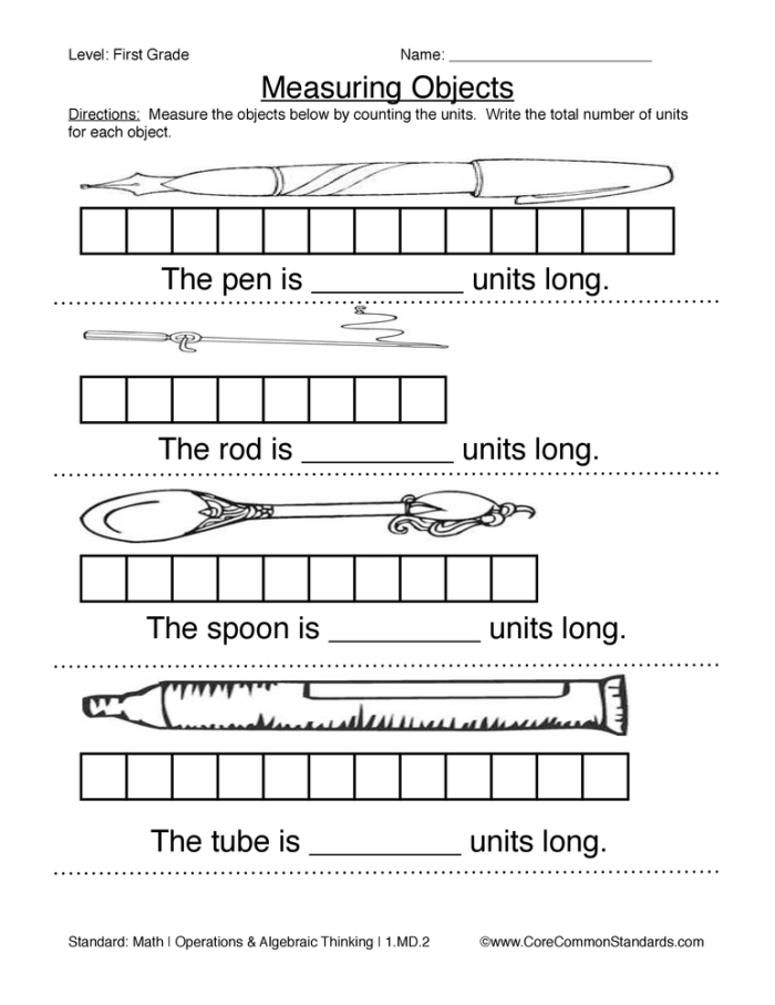 Common Units of Measurement worksheet showing basic metric conversions for students