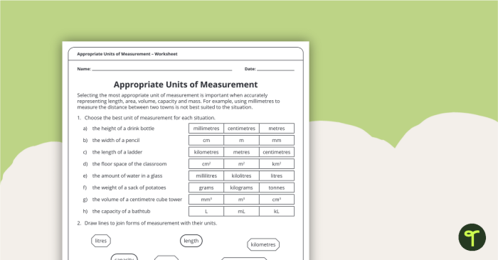 Common units of measurement worksheet for grade school students with metric conversions