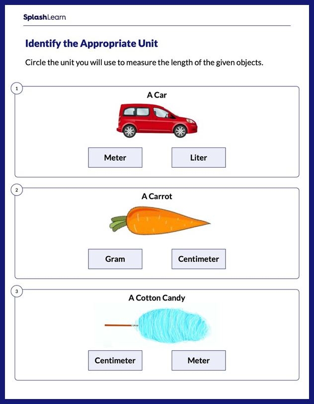 Common Units of Measurement worksheet for grade-level civics and government studies