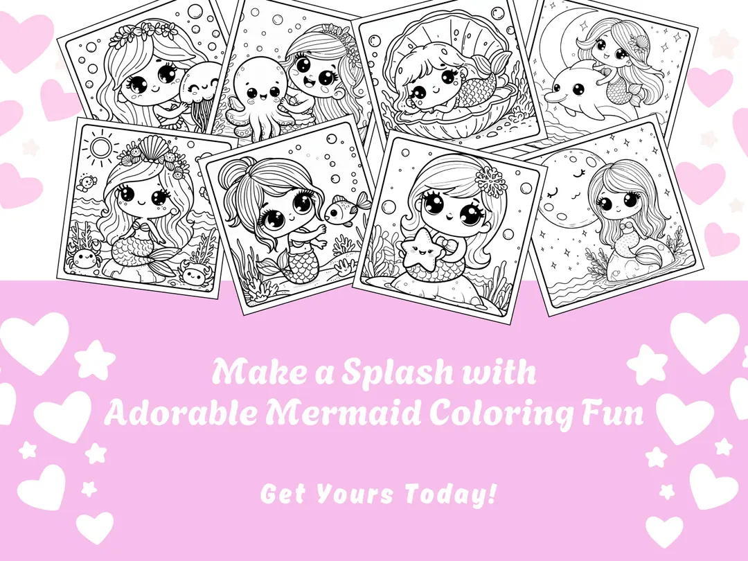 Mermaid coloring page worksheet featuring a whimsical design for first graders learning fractions