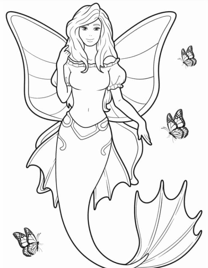 Mermaid coloring page worksheet for first graders focused on fractions