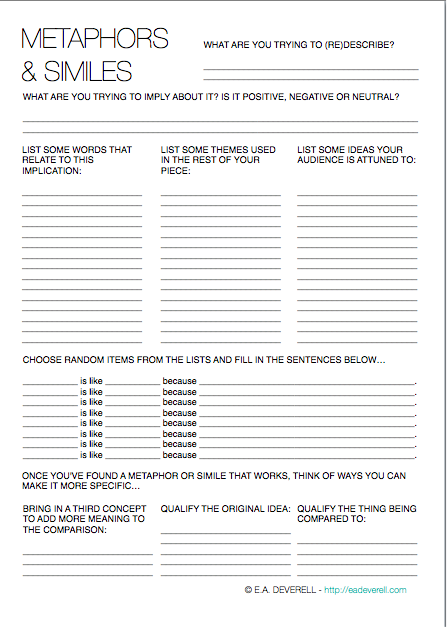 Writing Metaphors with Linking Verbs activity for fourth graders, image 13 Fourth grade worksheet on creating metaphors using linking verbs with guided practice