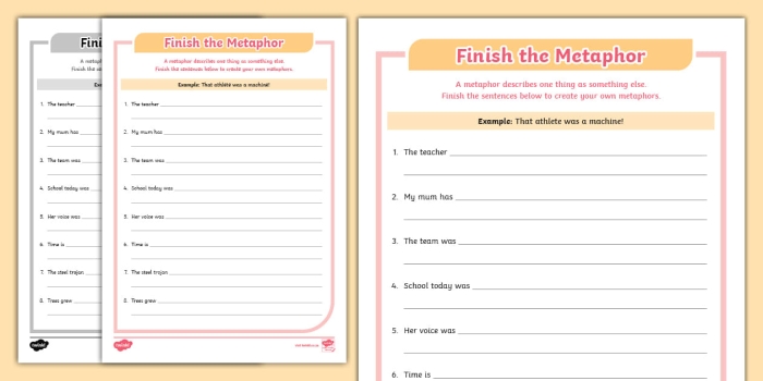 Writing metaphors using linking verbs exercise for fourth grade learners, image 22 Fourth grade student completing a writing metaphors with linking verbs worksheet