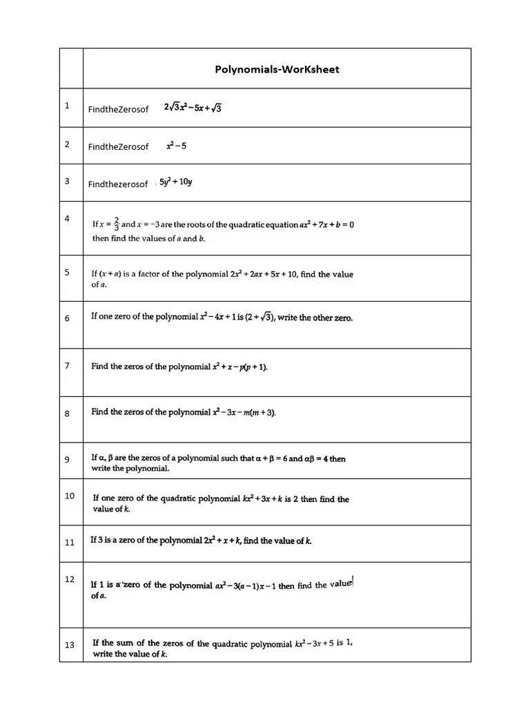 A middle school student working through polynomial practice problems on a worksheet with examples of standard form